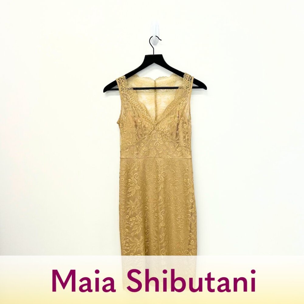 BCBG Maxazria Midi Gold Dress